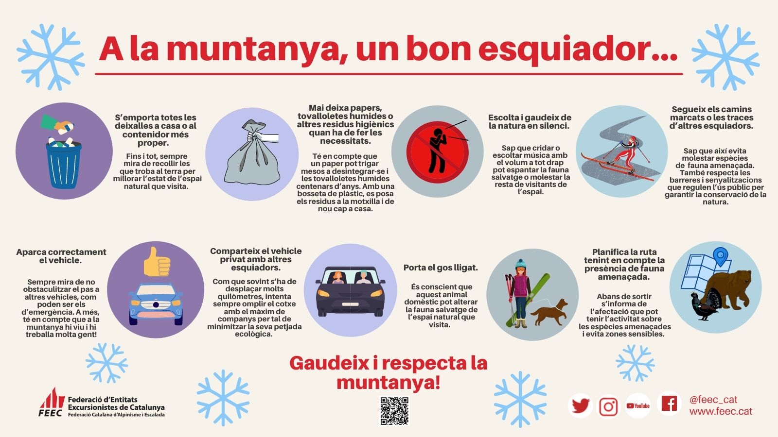 infografia amb consells per a ser un bon esquiador respectant el medi ambient