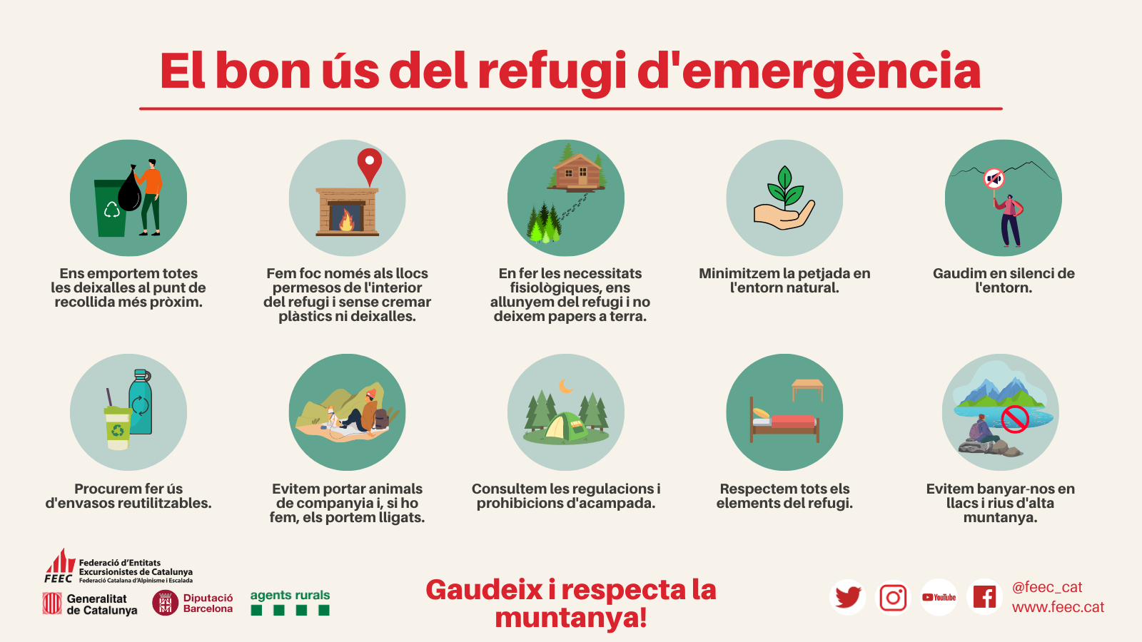 infografia amb consells per respectar el medi ambient en l'ús dels refugis d'emergència